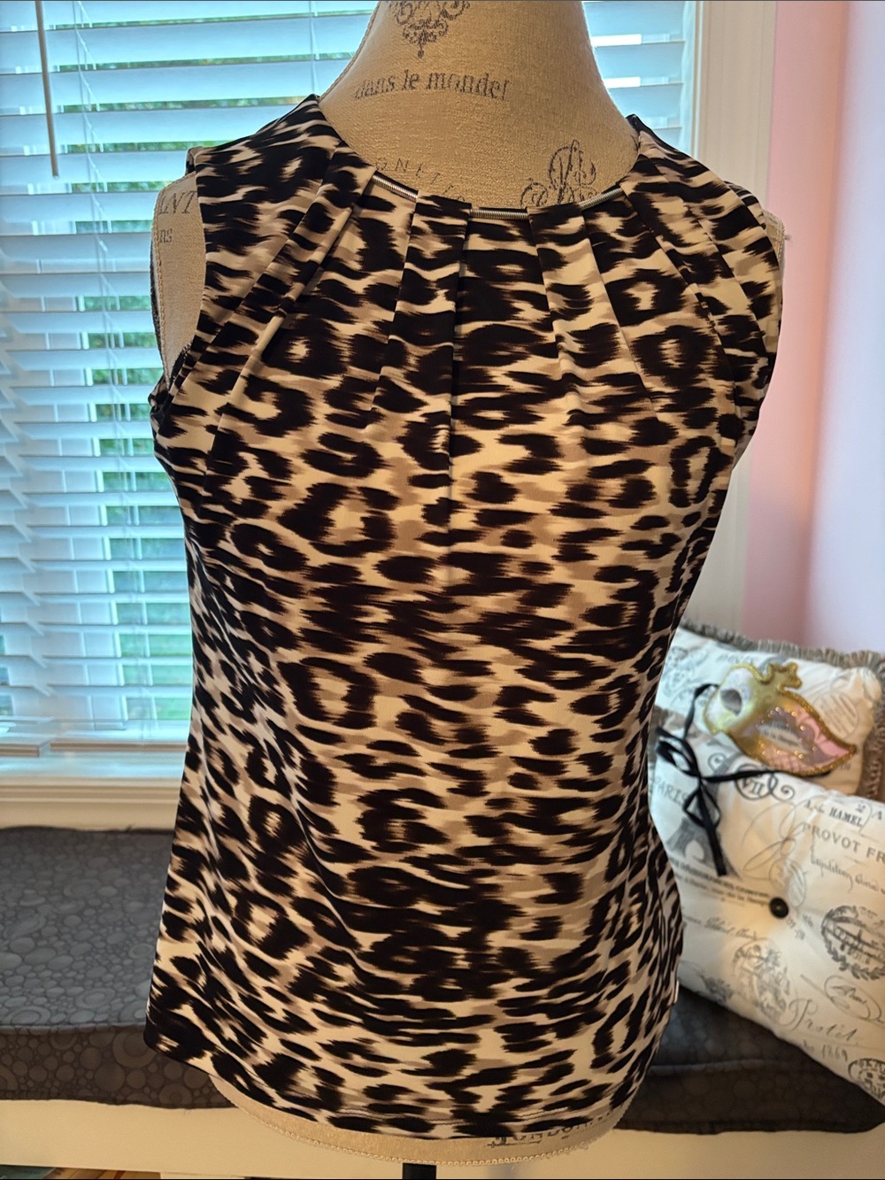 Calvin Klein Black and Cream Animal Print Sleeveless Camisole